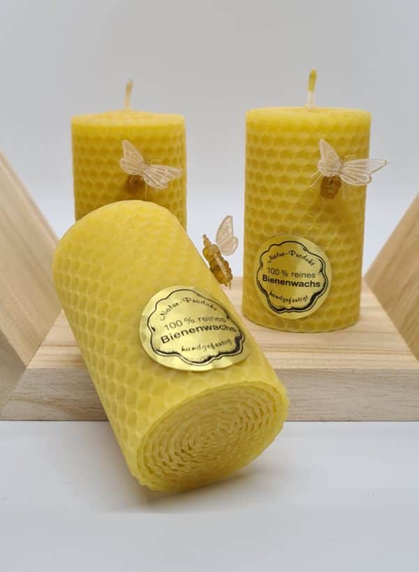 Handgedrehte Kerze aus echtem Bienenwachs