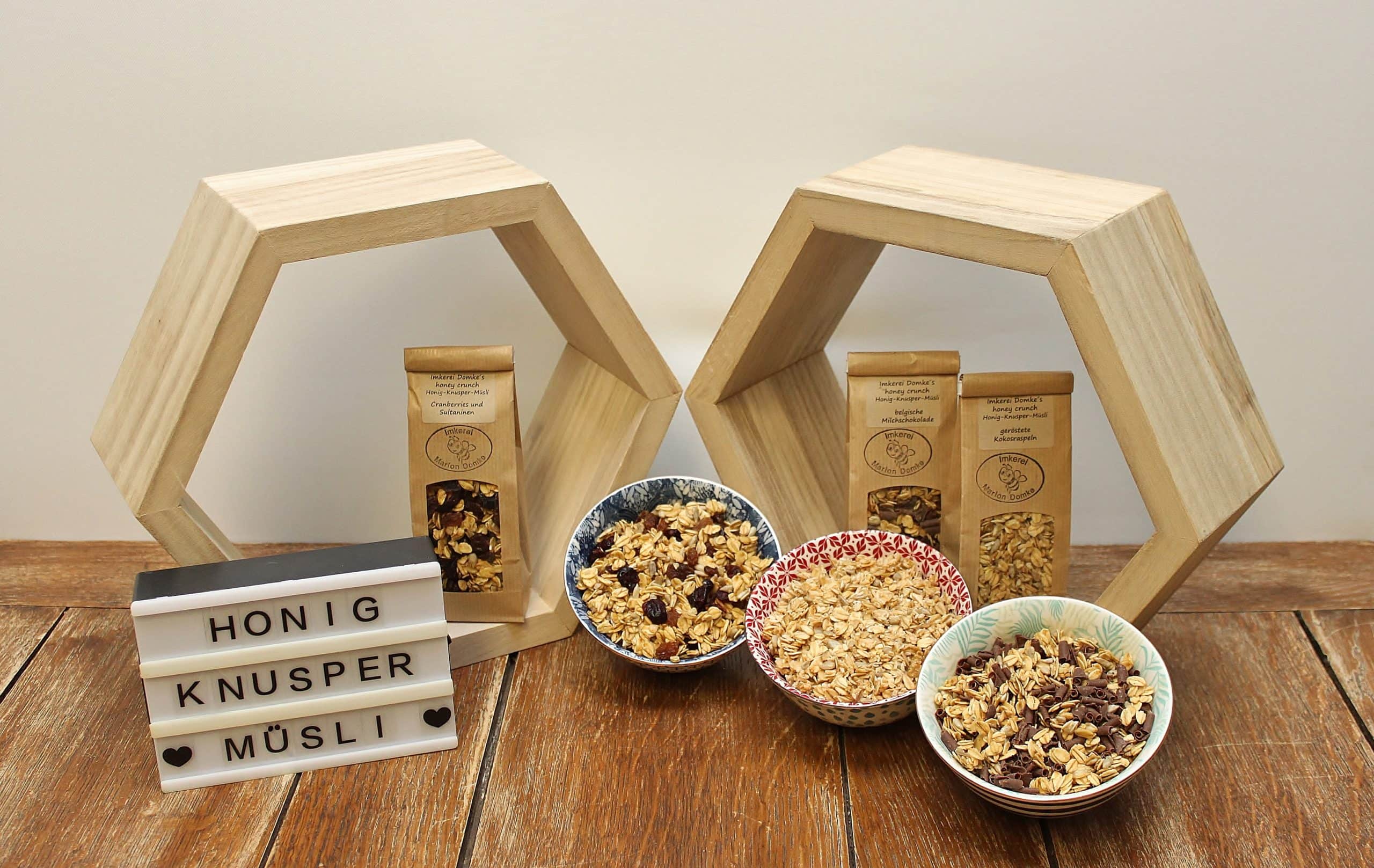 Honig-Knuspermüsli (Granola) Portionspäckchen für unterwegs