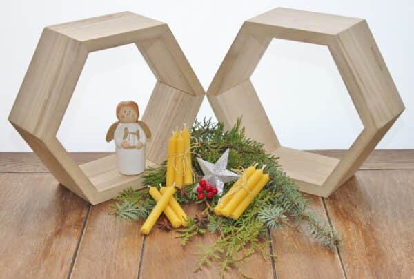 Handgefertigte Bienenwachskerze, Weihnachtskerzen 5er Set, Weihnachten