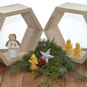Handgefertigte Bienenwachskerze, Engel mit Geige, Weihnachten
