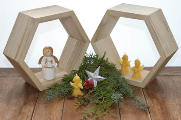 Handgefertigte Bienenwachskerze, Engel mit Geige, Weihnachten