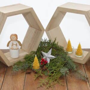 Teelicht Tanne , handgemacht aus 100% Bienenwachs, Weihnachten